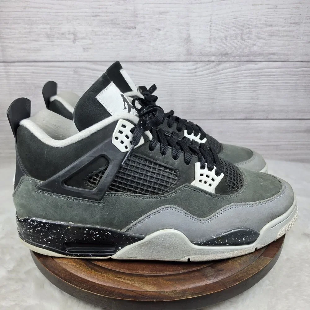 Air Jordan 4 Retro Fear 2024 Sneaker Black Grey White Mens Sz 13 FQ8138-002